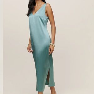 NWT Lian Silk Dress in Verdigris